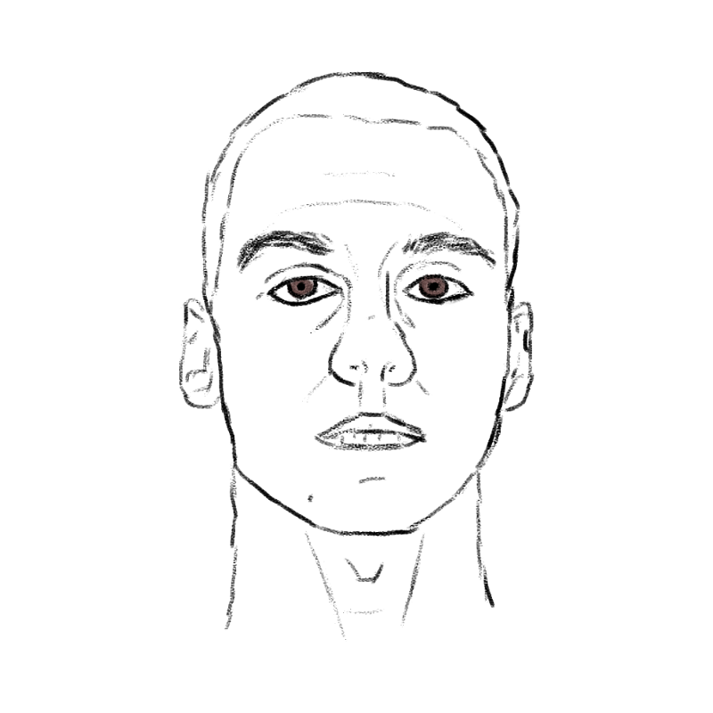 Desenho à lápis de um homem.